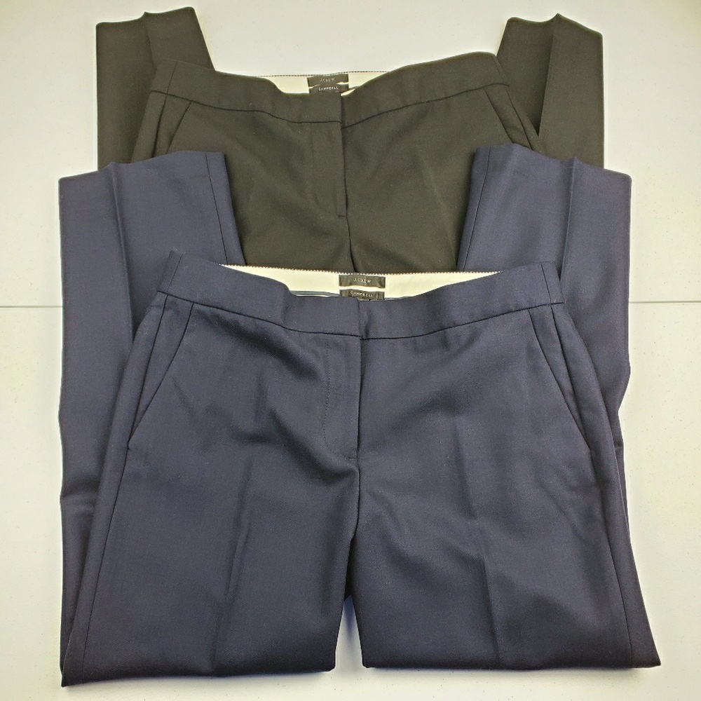 J. CREW Campbell Wool Blend Trousers 2 Pairs